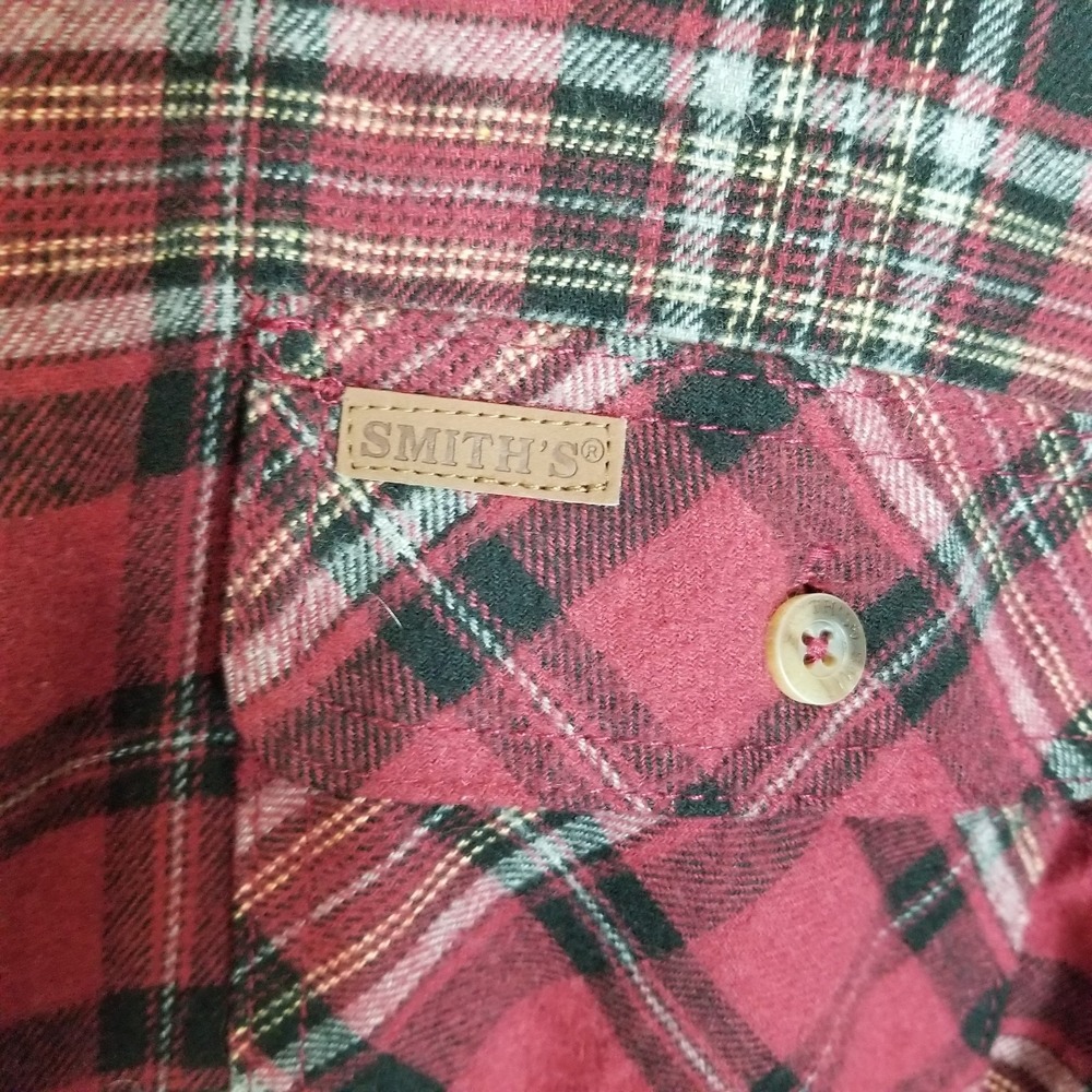 Smith's Workwear Zip-Front Sherpa-Lined‎ Flannel Shirt Jacket Sz L Red Plaid - Picture 7 of 12